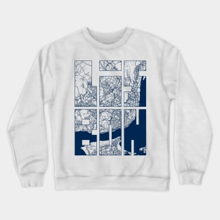 Lisbon, Portugal City Map Typography - Coastal Crewneck Sweatshirt